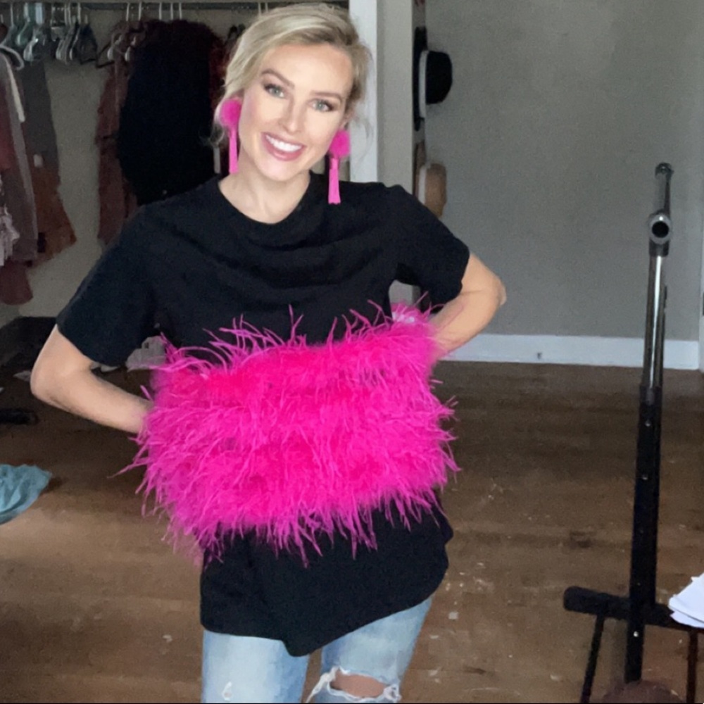 Pink feathered top